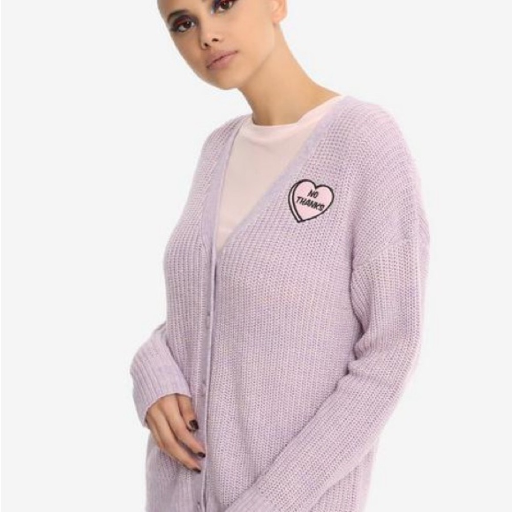 Hot topic Lavender No Thanks  Cardigan Sweater